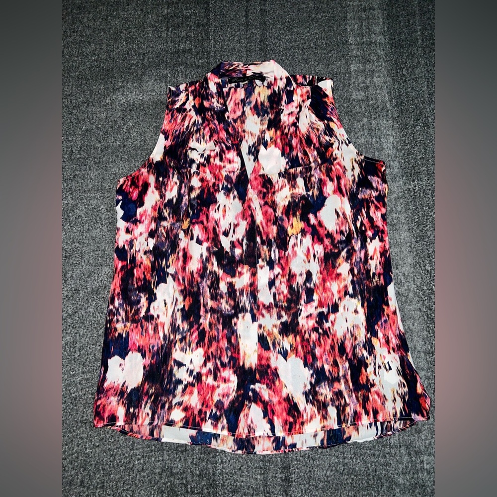 Multicolored Sleevess Tunic Casual Vacation Brunch Blouse